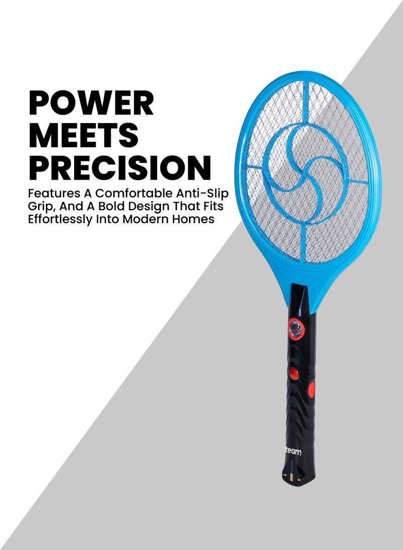 TEAM Mosquito Swatter Racket | Electric Fly Swatter with LED Light, Comfortable Switch, BS Plug, 1400mAh Battery | Bug Zapper for Indoor & Outdoor Pest Control - Image 3